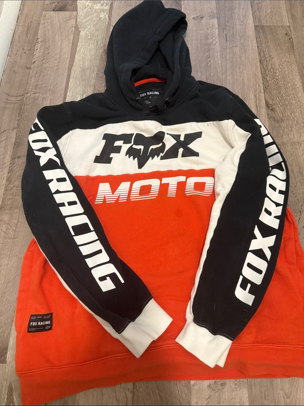 Fox Racing Colorblock Moto Hoodie - Black, White & Red